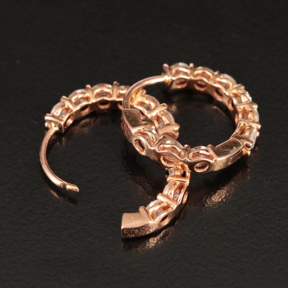 Tiffany & Co. 18K Rose Gold 1.51 CTW Inside-Out Hoop Diamond Earrings - Picture 6 of 10